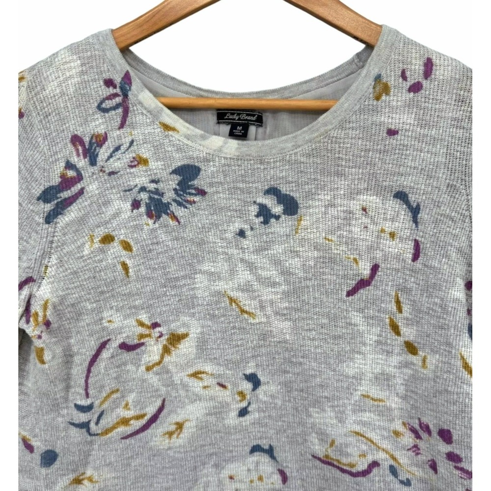 Lucky Brand Sweater Top‎ Tunic Floral Chiffon Sz XL Gray - Picture 4 of 16